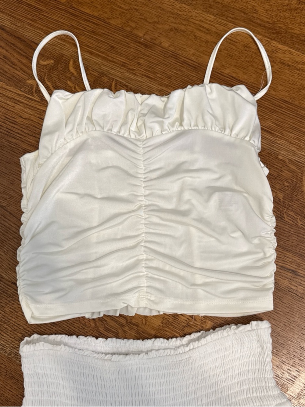 Urban Outfitters Cream Ruched Top. Size large.